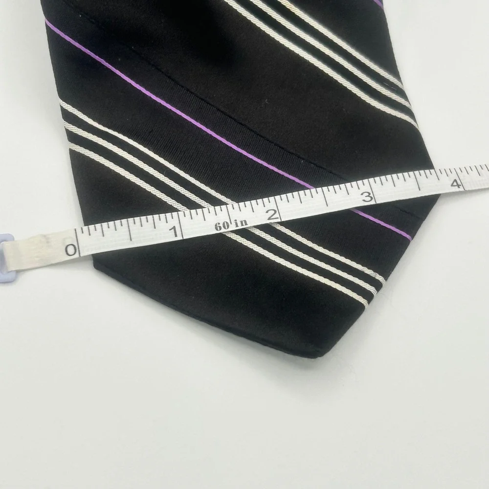 Ted Baker London Mens Silk Tie Black Purple White Diagonal Stripe WPL 2831 USA